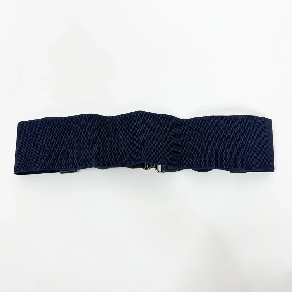 2/$30 NEW Elastic Wide Waist Belt Braided Navy Blue